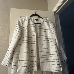 Ann Taylor White and Black Textured Blazer